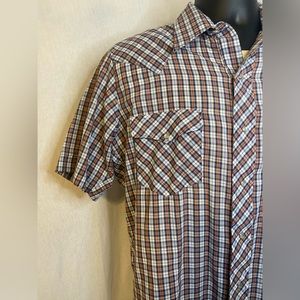 Open Range Wester Snap Button Short Sleeve Shirt Size Medium